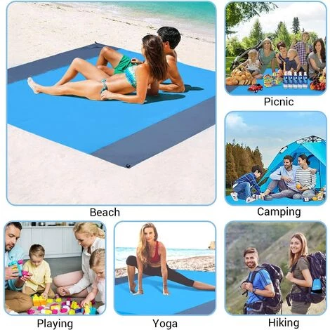 LTS FAFA Tapis De Plage 210x200cm, Portable Imperméable Couverture De Plage Avec 4 Piquets Pour Plage, Camping, Pique-Nique, Voyage Ect Les Èvénements En Extérieur 4 LTS FAFA Tapis De Plage 210x200cm, Portable Imperméable Couverture De Plage Avec 4 Piquets Pour Plage, Camping, Pique-Nique, Voyage Ect Les Èvénements En Extérieur – Image 4