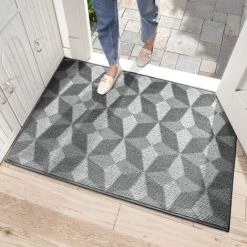 ENLENK Paillasson,Tapis De Porte Antidérapant | Intérieur Ou Extérieur | Absorbant Et Résistant | Lavable à La Machine | Tapis Entrée Intérieur - 50 X 80 Cm,Gris