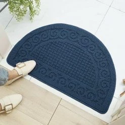ENLENK TPR Lune Tapis Entree Interieur, Durable Tapis Antiderapant, Paillasson Interieur, Tapis Absorbants, Entree Mat, Paillassons Pour Entrée Lavable En Machine 40 * 63CM Bleu Foncé