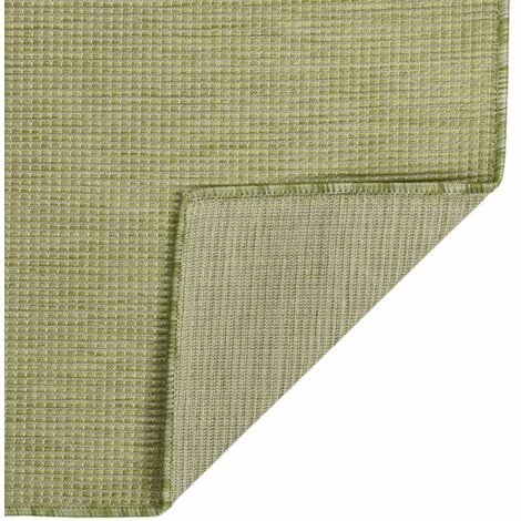 VidaXL Tapis à Tissage Plat D'extérieur 140x200 Cm Vert - Vert 2 VidaXL Tapis à Tissage Plat D'extérieur 140x200 Cm Vert - Vert – Image 2