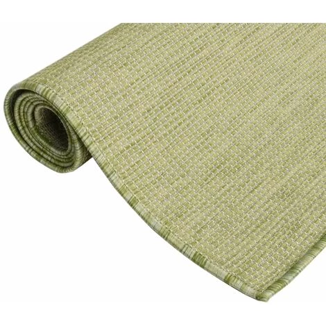 VidaXL Tapis à Tissage Plat D'extérieur 140x200 Cm Vert - Vert 3 VidaXL Tapis à Tissage Plat D'extérieur 140x200 Cm Vert - Vert – Image 3