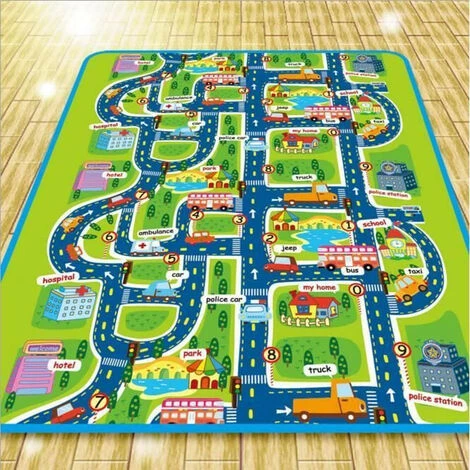 SKECTEN Tapis De Jeu Et D'activité, Non Toxique, Grand Et épais Pour Bébé, Motif Carte De La Ville, Avec Sac De Transport, Pour Enfants 2 SKECTEN Tapis De Jeu Et D'activité, Non Toxique, Grand Et épais Pour Bébé, Motif Carte De La Ville, Avec Sac De Transport, Pour Enfants – Image 2