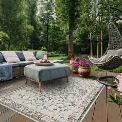 UNAMOURDETAPIS Tapis Exterieur 80x150 Cm Rectangulaire SALOUT D Crème Terrasse, Jardin Adapté Au Chauffage Par Le Sol - Crème