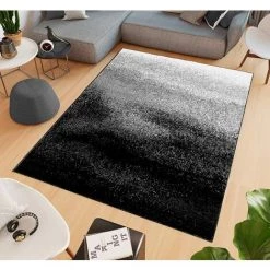 EMMEVI Tapis Salon Moderne Effette Dégradè Chambre Lit Salle De Bain Fourrure Courts Noir - 60x100 Cm
