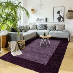 JADOREL Tapis Shaggy 60x110 Cm Rectangulaire SHAGGY FUZ Violet Entrée Adapté Au Chauffage Par Le Sol - Violet