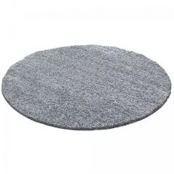JADOREL 80x80 Rond Tapis Shaggy 80x80 Cm Rond SHAGGY LI Argent Cuisine Adapté Au Chauffage Par Le Sol - Argent