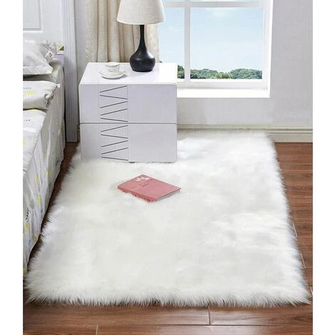 LTS FAFA Décoration Intérieure Blanc Tapis Ultra Doux Tapis De Chambre D'enfants Tapis De Salon De Chambre À Coucher (Blanc,90x60 Cm) 2 LTS FAFA Décoration Intérieure Blanc Tapis Ultra Doux Tapis De Chambre D'enfants Tapis De Salon De Chambre À Coucher (Blanc,90x60 Cm) – Image 2