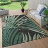 Paco Home Tapis Exterieur Terrasse Salon Cuisine Motif Fleuri Boho Motif Palmiers Vert 80x150 Cm