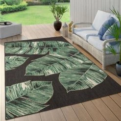Paco Home Tapis Exterieur Terrasse Salon Cuisine Motif Fleuri Motif Fleurs Jungle Vert 60x100 Cm