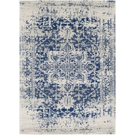 SURYA - Tapis De Salon Et Chambre - Vintage Oriental - AGATHE - 200x274cm - Bleu Foncé Et Beige 1 SURYA - Tapis De Salon Et Chambre - Vintage Oriental - AGATHE - 200x274cm - Bleu Foncé Et Beige