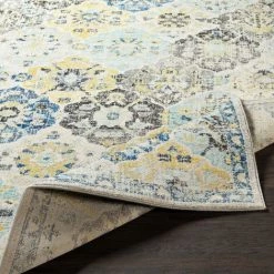 SURYA - Tapis De Salon Et Chambre - Vintage Floral Oriental - ISABELLE - 120x170cm - Multicolore - Bleu Et Moutarde -Tapis et paillasson Soldes 59550102 4