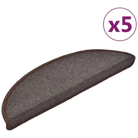VidaXL Tapis D'escalier 5 Pcs 56x20 Cm Marron Café - Brun 2 VidaXL Tapis D'escalier 5 Pcs 56x20 Cm Marron Café - Brun – Image 2