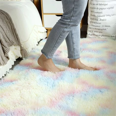 MINKUROW Tapis Moelleux Au Sol Fausse Fourrure Moelleux Tapis Gradient Décoratif Tapis De Sol Pour Chambre Salon Salle À Manger (Couleurs Arc-en-Ciel, 60×160cm) 4 MINKUROW Tapis Moelleux Au Sol Fausse Fourrure Moelleux Tapis Gradient Décoratif Tapis De Sol Pour Chambre Salon Salle À Manger (Couleurs Arc-en-Ciel, 60×160cm) – Image 4