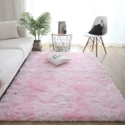MINKUROW Tapis Moelleux Au Sol Fausse Fourrure Moelleux Tapis Gradient Décoratif Tapis De Sol Pour Chambre Salon Salle À Manger (pink, 60×160cm)