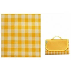 IRISFR Couverture Tapis De Pique-Nique, Imperméable Résistant à L'humidité Grand Format Pliable Pour Camping Voyage Plage Jardin Nappe (Pliable En Sac) -Jaune,150*200cm,Lilaris