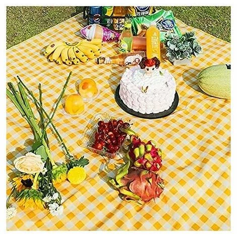 IRISFR Couverture Tapis De Pique-Nique, Imperméable Résistant à L'humidité Grand Format Pliable Pour Camping Voyage Plage Jardin Nappe (Pliable En Sac) -Jaune,150*200cm,Lilaris 3 IRISFR Couverture Tapis De Pique-Nique, Imperméable Résistant à L'humidité Grand Format Pliable Pour Camping Voyage Plage Jardin Nappe (Pliable En Sac) -Jaune,150*200cm,Lilaris – Image 3