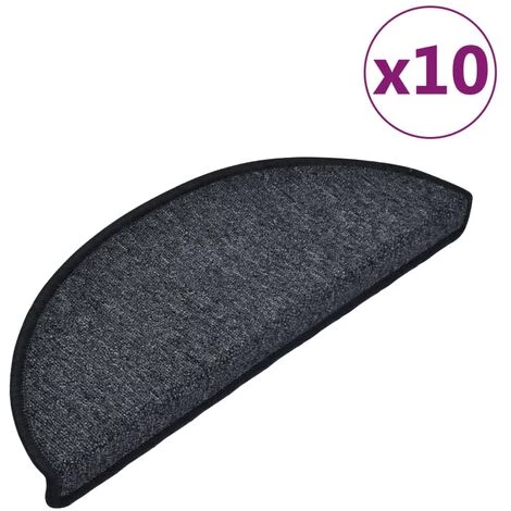 VidaXL Tapis D'escalier 10 Pcs 65x28 Cm Gris Foncé - Gris 2 VidaXL Tapis D'escalier 10 Pcs 65x28 Cm Gris Foncé - Gris – Image 2