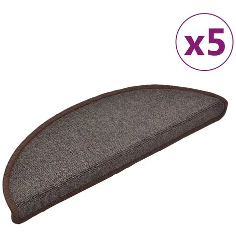 VidaXL Tapis D'escalier 5 Pcs 65x28 Cm Marron Café - Brun 2 VidaXL Tapis D'escalier 5 Pcs 65x28 Cm Marron Café - Brun – Image 2