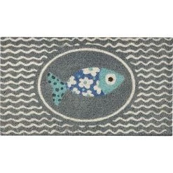 Baroni Home Paillasson D’Extérieur En Coco Avec Base En PVC Peint à La Main Sardine Avec Cadre 70X40X2 Cm. Facile à Nettoyer Et Ultra Résistant