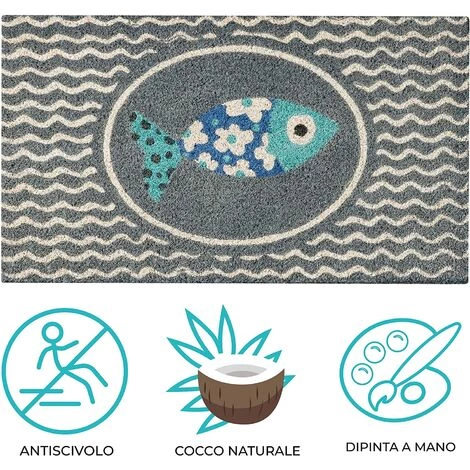 Baroni Home Paillasson D’Extérieur En Coco Avec Base En PVC Peint à La Main Sardine Avec Cadre 70X40X2 Cm. Facile à Nettoyer Et Ultra Résistant 3 Baroni Home Paillasson D’Extérieur En Coco Avec Base En PVC Peint à La Main Sardine Avec Cadre 70X40X2 Cm. Facile à Nettoyer Et Ultra Résistant – Image 3