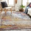 SURYA - Tapis De Salon Et Chambre - Abstrait Moderne - VALERIE - 157x213cm - Multicolore - Bleu Et Moutarde