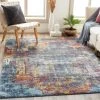SURYA - Tapis De Salon Et Chambre - Abstrait Moderne - CASSANDRA - 157x213cm - Multicolore - Bleu Et Rouge