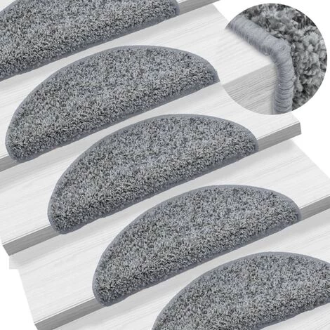 VidaXL Tapis D'escalier 5 Pcs 56x20 Cm Gris - Gris 1 VidaXL Tapis D'escalier 5 Pcs 56x20 Cm Gris - Gris