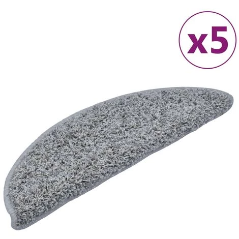 VidaXL Tapis D'escalier 5 Pcs 56x20 Cm Gris - Gris 2 VidaXL Tapis D'escalier 5 Pcs 56x20 Cm Gris - Gris – Image 2