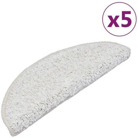 VidaXL Tapis D'escalier 5 Pcs 65x25 Cm Blanc - Blanc 2 VidaXL Tapis D'escalier 5 Pcs 65x25 Cm Blanc - Blanc – Image 2