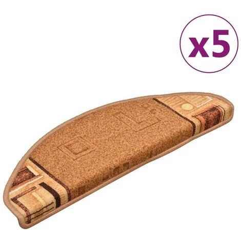 VidaXL Tapis D'escalier Autoadhésifs 5 Pcs 65x25 Cm Beige - Beige 2 VidaXL Tapis D'escalier Autoadhésifs 5 Pcs 65x25 Cm Beige - Beige – Image 2