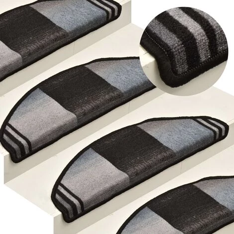 VidaXL Tapis D'escalier Autoadhésifs 5 Pcs 65x25 Cm Noir Et Gris - Noir 1 VidaXL Tapis D'escalier Autoadhésifs 5 Pcs 65x25 Cm Noir Et Gris - Noir