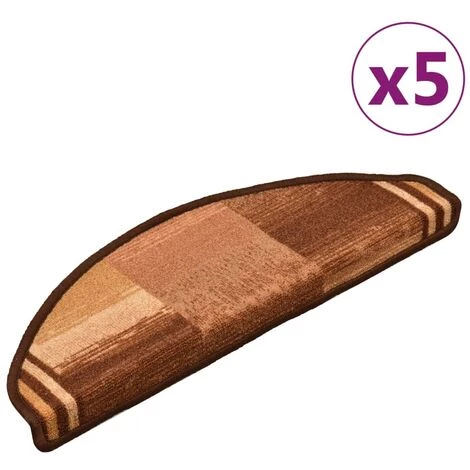 VidaXL Tapis D'escalier Autoadhésifs 5 Pcs 65x25 Cm Marron - Brun 2 VidaXL Tapis D'escalier Autoadhésifs 5 Pcs 65x25 Cm Marron - Brun – Image 2