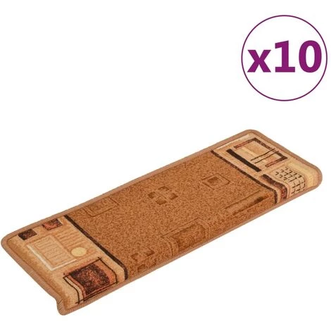 VidaXL Tapis D'escalier Autoadhésifs 10 Pcs 65x25 Cm Beige - Beige 2 VidaXL Tapis D'escalier Autoadhésifs 10 Pcs 65x25 Cm Beige - Beige – Image 2