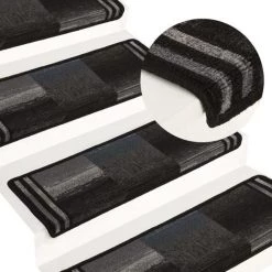 VidaXL Tapis D'escalier Autoadhésifs 5 Pcs 65x25 Cm Noir Et Gris - Noir