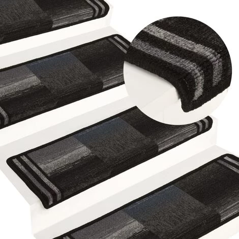 VidaXL Tapis D'escalier Autoadhésifs 5 Pcs 65x25 Cm Noir Et Gris - Noir 1 VidaXL Tapis D'escalier Autoadhésifs 5 Pcs 65x25 Cm Noir Et Gris - Noir