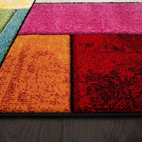 Paco Home Tapis Design à Carreaux Contour Trendy Multicolore L'Oeil Vert Bleu Orange Rose 60x110 Cm 2 Paco Home Tapis Design à Carreaux Contour Trendy Multicolore L'Oeil Vert Bleu Orange Rose 60x110 Cm – Image 2