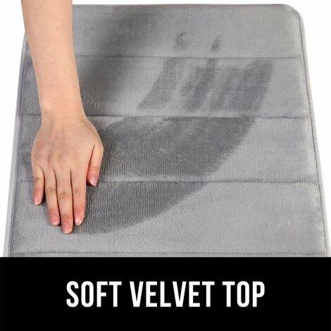 DENUOTOP Paillasson Tapis De Bain En Mousse à Mémoire De Forme Tapis De Bain Absorbant Antidérapant Tapis De Bain Lavable - 40 X 60 Cm, Gris 2 DENUOTOP Paillasson Tapis De Bain En Mousse à Mémoire De Forme Tapis De Bain Absorbant Antidérapant Tapis De Bain Lavable - 40 X 60 Cm, Gris – Image 2