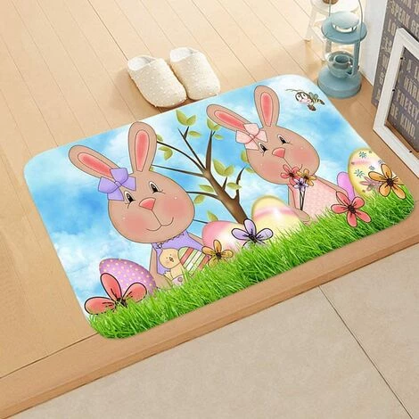 DENUOTOP Pâques Paillasson De Pâques De Lapin Tapis D'Entrée De Lapin Tapis De Bienvenue Antidérapants Tapis De Salle De Bains Décoratif Pour Maison Cuisine(40 * 60cm)——C 2 DENUOTOP Pâques Paillasson De Pâques De Lapin Tapis D'Entrée De Lapin Tapis De Bienvenue Antidérapants Tapis De Salle De Bains Décoratif Pour Maison Cuisine(40 * 60cm)——C – Image 2