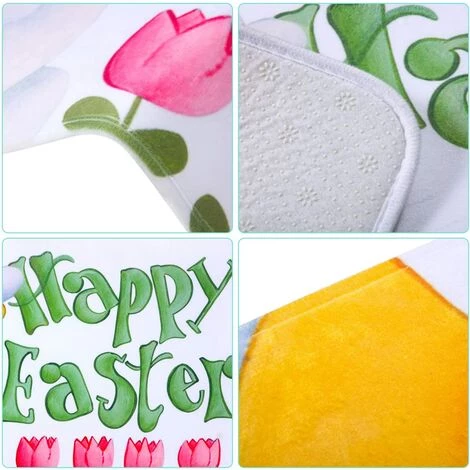 DENUOTOP Pâques Tapis De Joyeuses Pâques Tapis De Porte Lapin De Printemps Paillasson De Pâques Fleur Paillasson De Bienvenue Intérieur Et Extérieur De Pâques 5 DENUOTOP Pâques Tapis De Joyeuses Pâques Tapis De Porte Lapin De Printemps Paillasson De Pâques Fleur Paillasson De Bienvenue Intérieur Et Extérieur De Pâques – Image 5