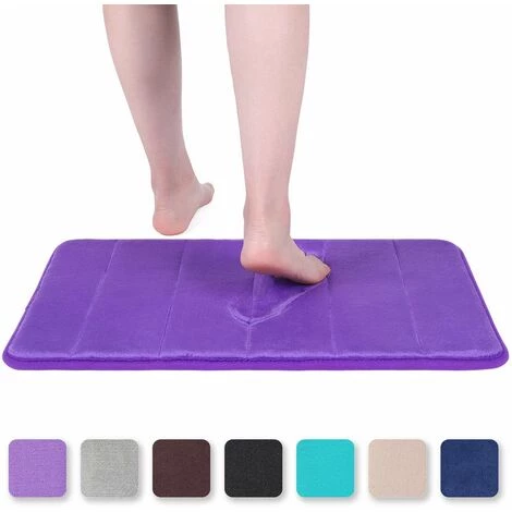 DENUOTOP Paillasson Tapis De Bain En Mousse à Mémoire De Forme Tapis De Bain Absorbant Antidérapant Tapis De Bain Lavable - 40 X 60 Cm, Violet 1 DENUOTOP Paillasson Tapis De Bain En Mousse à Mémoire De Forme Tapis De Bain Absorbant Antidérapant Tapis De Bain Lavable - 40 X 60 Cm, Violet