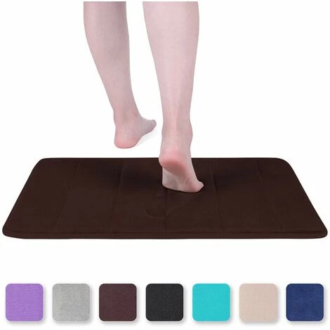 DENUOTOP Paillasson Tapis De Bain En Mousse à Mémoire De Forme Tapis De Bain Absorbant Antidérapant Tapis De Bain Lavable - 40 X 60 Cm, Marron 1 DENUOTOP Paillasson Tapis De Bain En Mousse à Mémoire De Forme Tapis De Bain Absorbant Antidérapant Tapis De Bain Lavable - 40 X 60 Cm, Marron