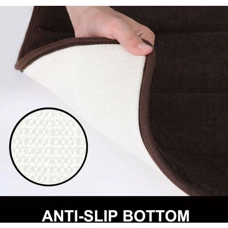 DENUOTOP Paillasson Tapis De Bain En Mousse à Mémoire De Forme Tapis De Bain Absorbant Antidérapant Tapis De Bain Lavable - 40 X 60 Cm, Marron 3 DENUOTOP Paillasson Tapis De Bain En Mousse à Mémoire De Forme Tapis De Bain Absorbant Antidérapant Tapis De Bain Lavable - 40 X 60 Cm, Marron – Image 3