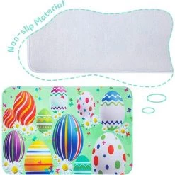 MINKUROW Tapis De Joyeuses Pâques Tapis De Porte Oeuf De Printemps Paillasson De Pâques Fleur Paillasson De Bienvenue Intérieur Et Extérieur De Pâques, 23,6 X 15,7 Pouces -Tapis et paillasson Soldes 60013786 4