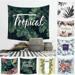 STARLIGHT Ins Net Explosion Rouge Plantes Tropicales Nordiques Salon Chambre Tapisserie Mur Tapis Fond Tissu Serviette De Plage CGT001-21 95*73 (coiffure Pierre Ponce) 3-1,STAR.L -Tapis et paillasson Soldes 60064691 3