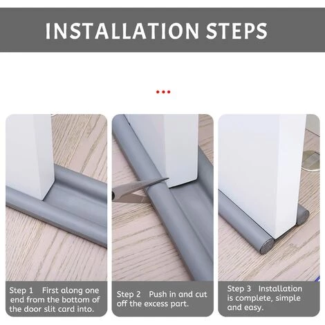 DENUOTOP Bas De Porte Double Isolation, Joint De Fond De Porte,Bas De Portes Isolant Froid, Isolation Thermique, Résistante Aux Insectes, Au Vent Et à La Poussière(Gris) 4 DENUOTOP Bas De Porte Double Isolation, Joint De Fond De Porte,Bas De Portes Isolant Froid, Isolation Thermique, Résistante Aux Insectes, Au Vent Et à La Poussière(Gris) – Image 4