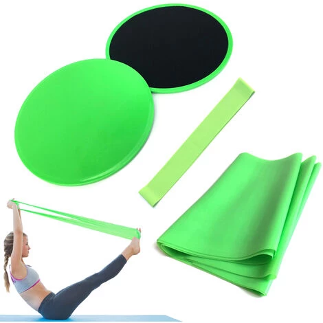 SUPERSELLER 4 Pièces Ensemble D'équipement De Yoga Disques Curseurs De Noyau Résistance Boucle Bande Exercice Sangle En Latex Parfait Entraînement De Base Abdominale Gym Yoga Pilates Kit De Rééducation - Vert 2 SUPERSELLER 4 Pièces Ensemble D'équipement De Yoga Disques Curseurs De Noyau Résistance Boucle Bande Exercice Sangle En Latex Parfait Entraînement De Base Abdominale Gym Yoga Pilates Kit De Rééducation - Vert – Image 2