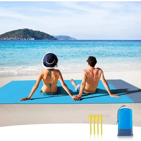 PESCE Couverture De Plage Anti Sable Tapis De Plage Imperméable 210 X 200 Cm 4 Coins De Fixation Tapis Natte De Plage Pour Plage Voyage Camping Randonnée Pique-Nique Vacances 1 PESCE Couverture De Plage Anti Sable Tapis De Plage Imperméable 210 X 200 Cm 4 Coins De Fixation Tapis Natte De Plage Pour Plage Voyage Camping Randonnée Pique-Nique Vacances