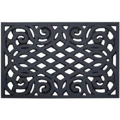 PESCE Paillasson Décoratif D'extérieur En Caoutchouc Antidérapant - Très Résistant - 60 X 40 Cm - Gris