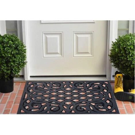 PESCE Paillasson Décoratif D'extérieur En Caoutchouc Antidérapant - Très Résistant - 60 X 40 Cm - Gris 5 PESCE Paillasson Décoratif D'extérieur En Caoutchouc Antidérapant - Très Résistant - 60 X 40 Cm - Gris – Image 5