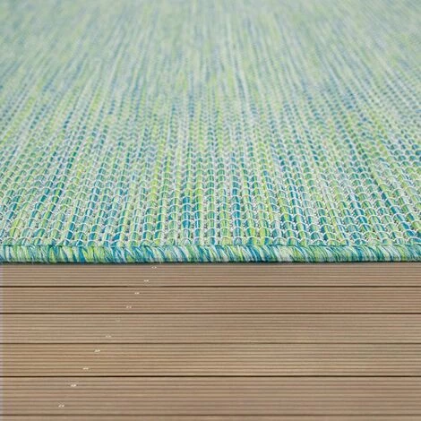 PESCE Tapis Extérieur Balcon Terrasse Gris Rose Vert Couleurs Pastel Tissage À Plat, Dimension:60x100 Cm, Couleur:Turquoise 2 PESCE Tapis Extérieur Balcon Terrasse Gris Rose Vert Couleurs Pastel Tissage À Plat, Dimension:60x100 Cm, Couleur:Turquoise – Image 2